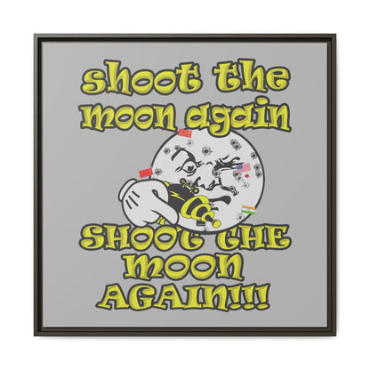 shoot the moon again - framed canvas art (light grey)