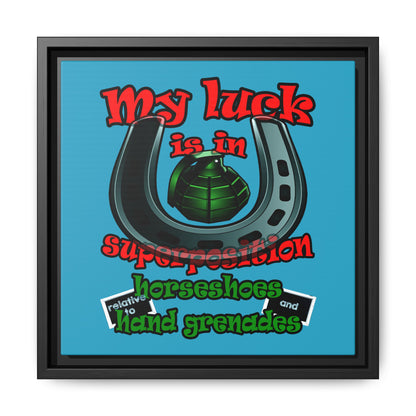 my luck - framed canvas art (turquoise)