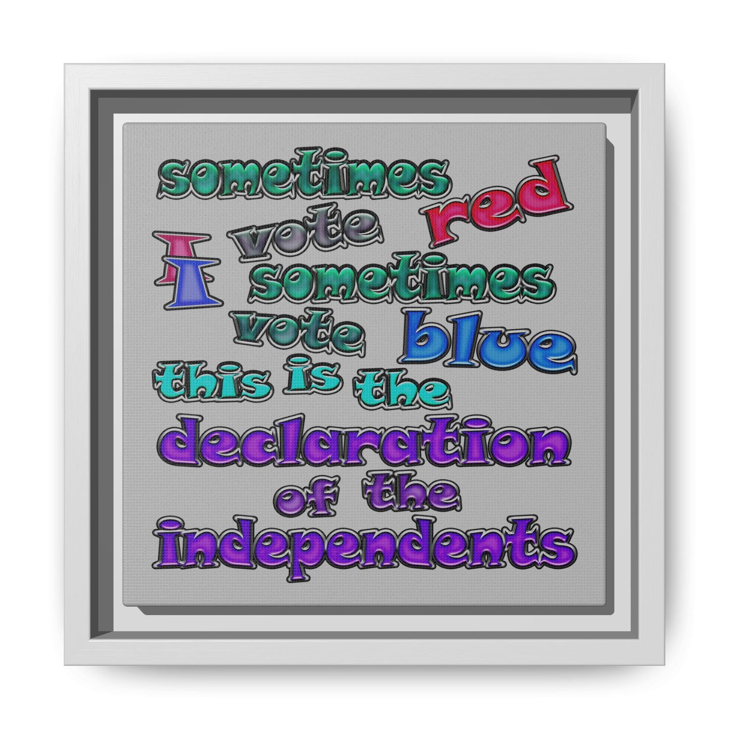 declaration of the independents - framed canvas art (light grey)