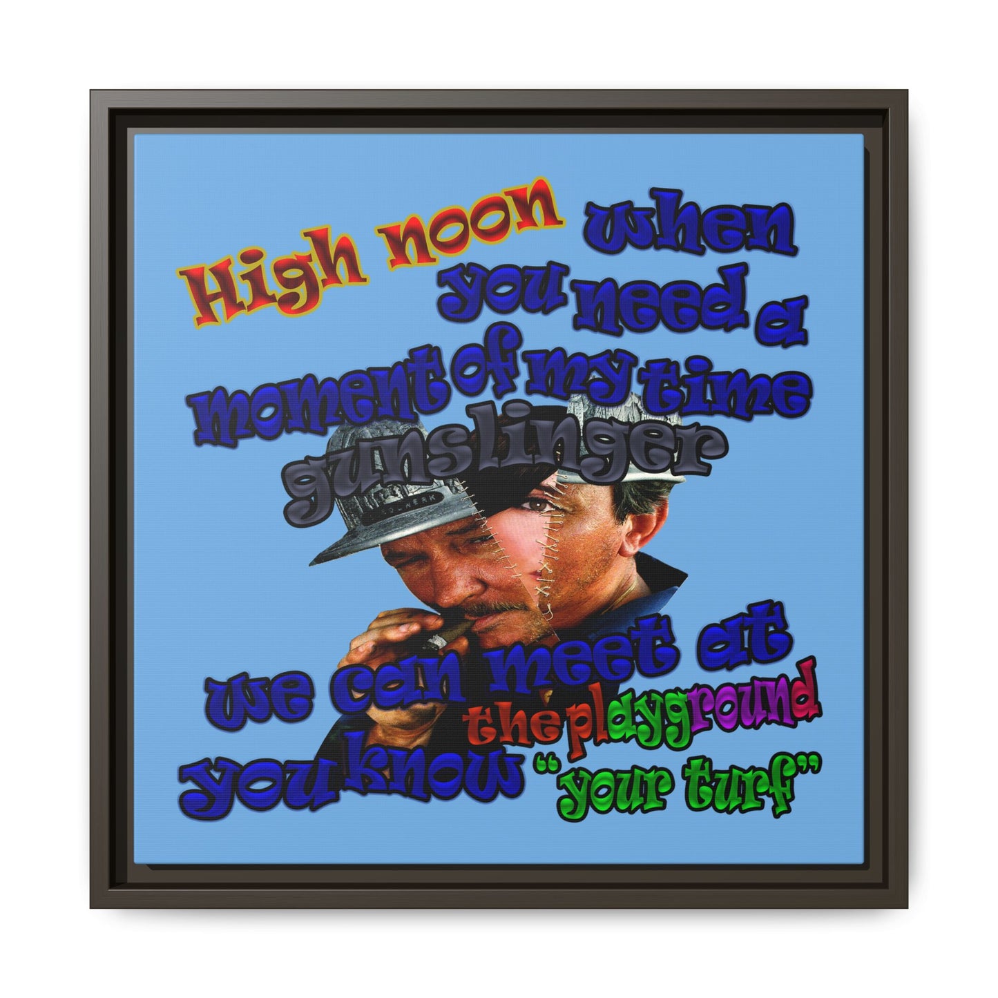 high noon - framed canvas art (light blue)