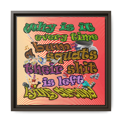 the bum's shit - framed canvas art (yellow-orange wave)
