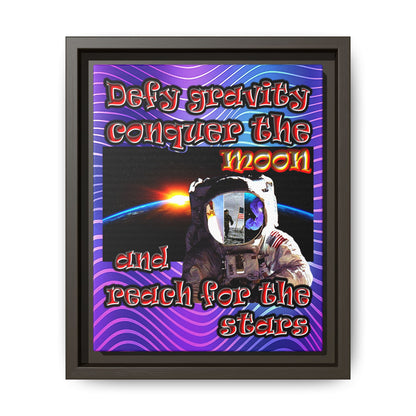 defy conquer reach - framed canvas art (purple wave)