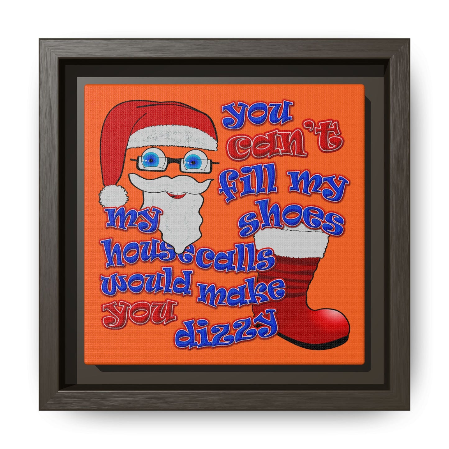 santa's shoes - framed canvas art (orange)