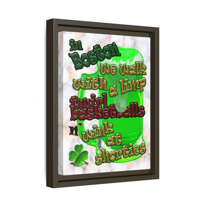 celtics logo - framed canvas art (white marble)