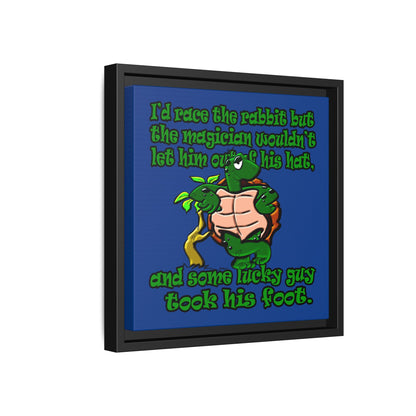 turtle race - framed canvas art (dark blue)