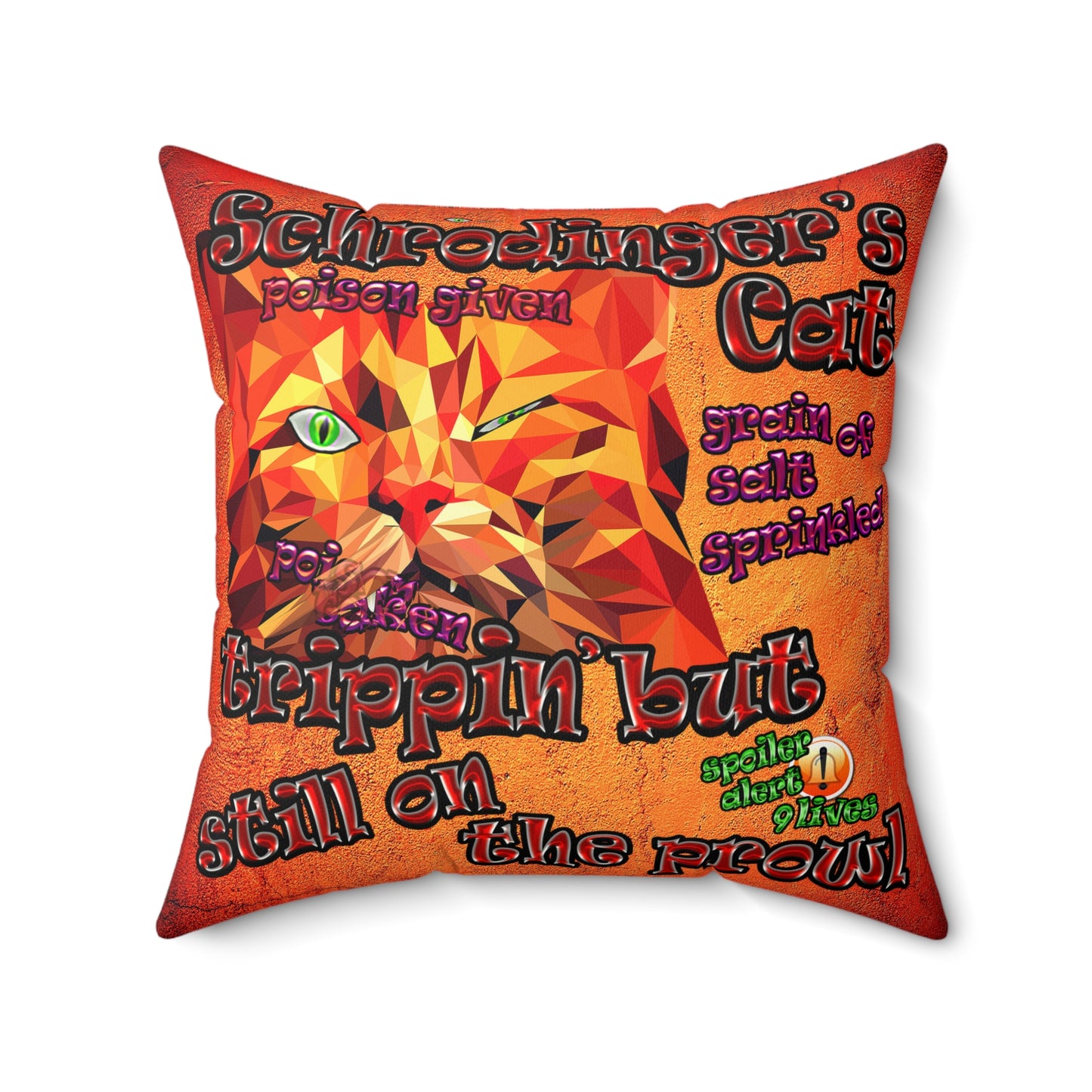schrodinger's cat - Faux Suede Square Pillow - (burnt orange)