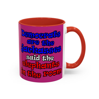 donkeys and elephants - Accent Mug (pink)