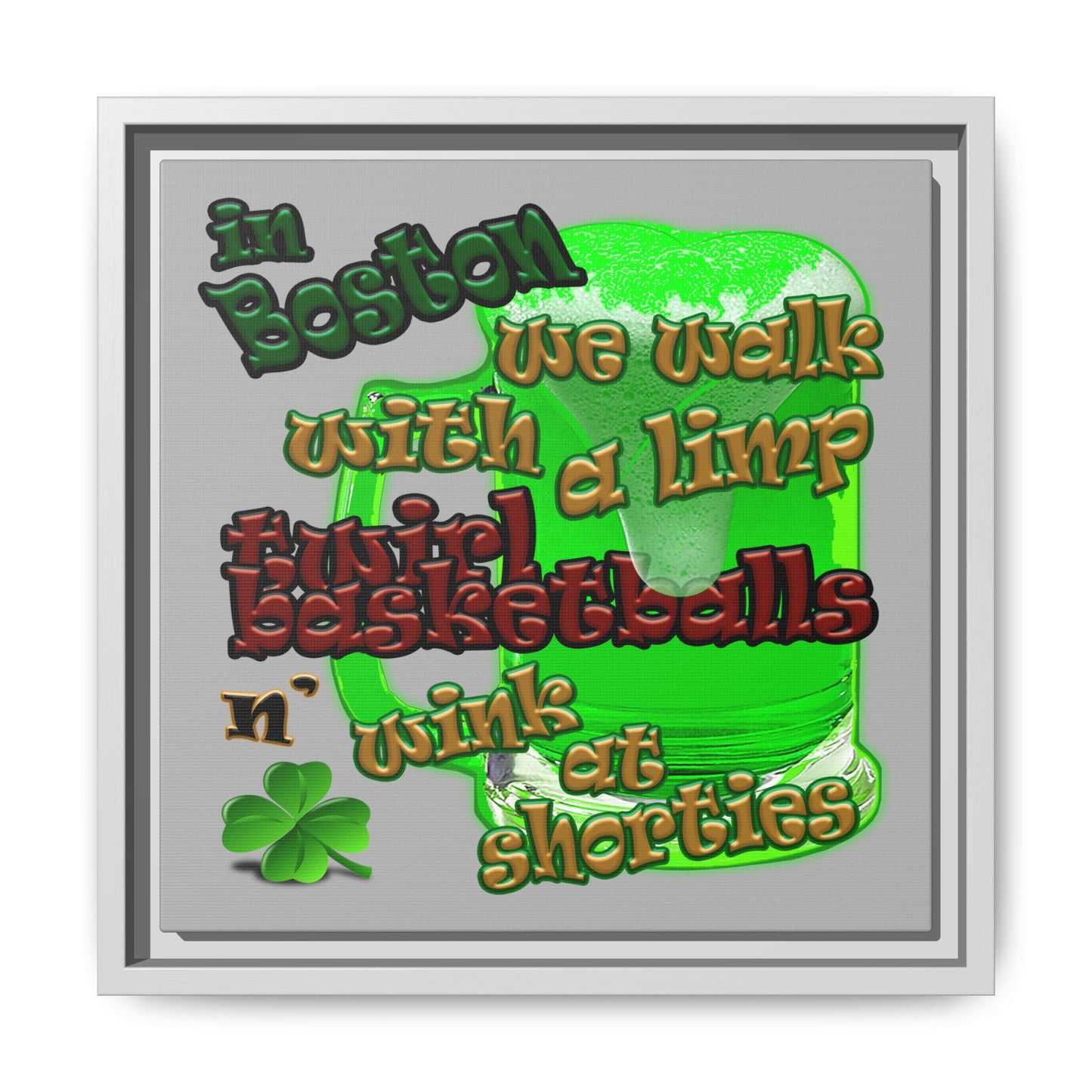 celtics logo - framed canvas art (light grey)