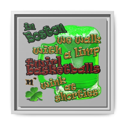 celtics logo - framed canvas art (light grey)