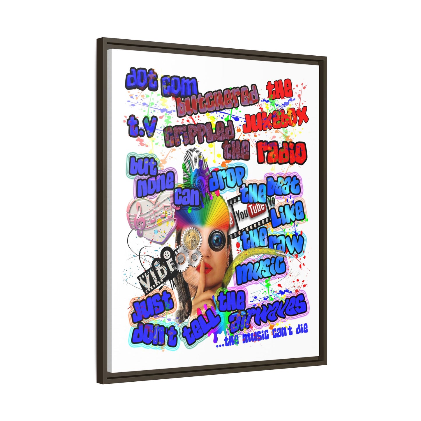 drop the beat - framed canvas art (white)