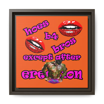 hoes b4 bros - framed canvas art (orange)