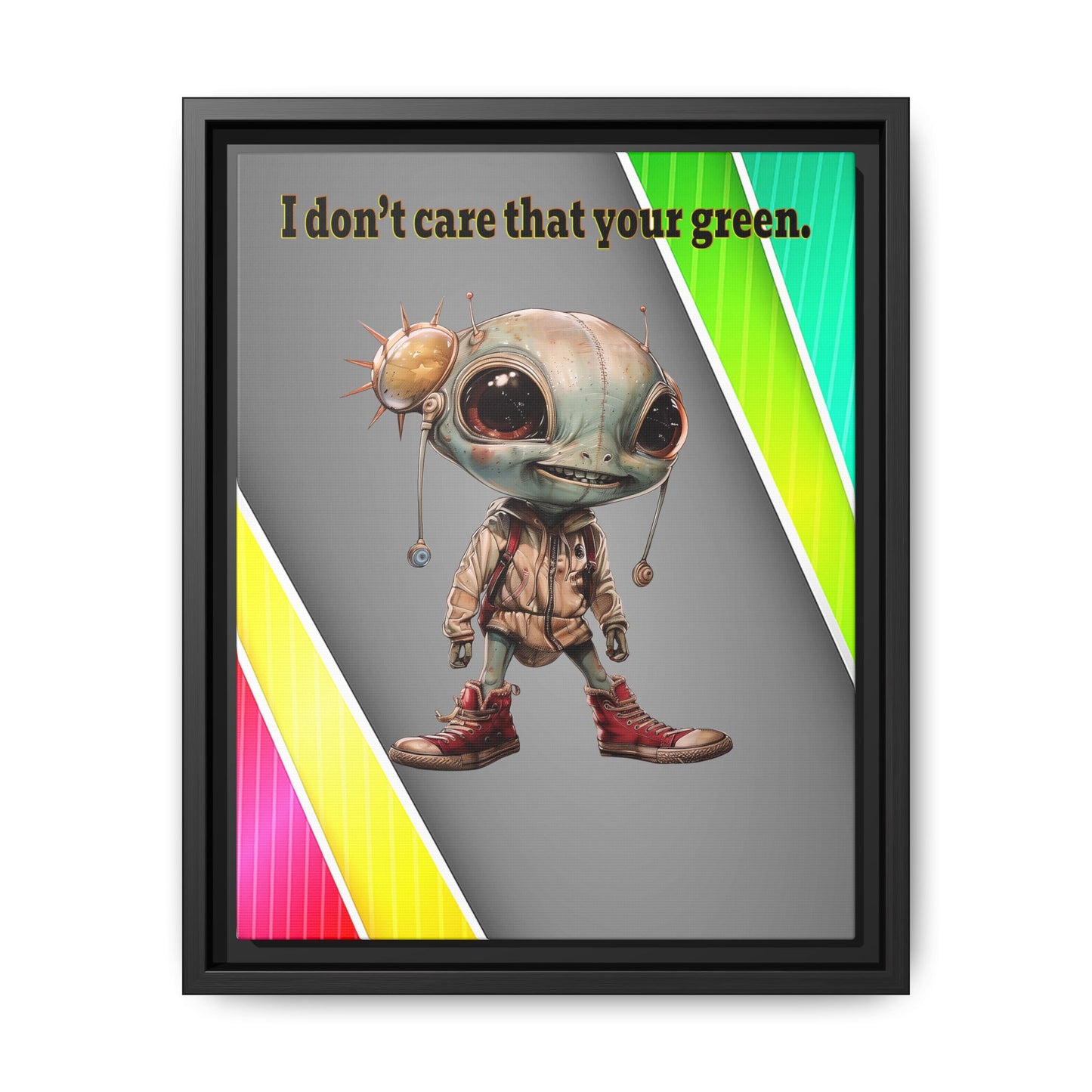 I don't care that your green - framed canvas art (rainbow split)