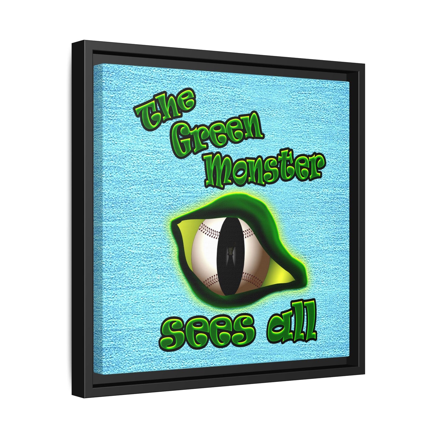 green monster - framed canvas art (faded blue)