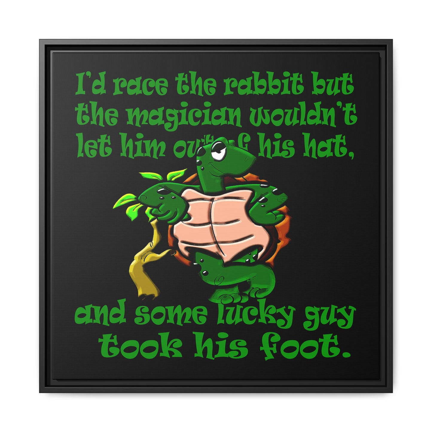 turtle race - framed canvas art (black)