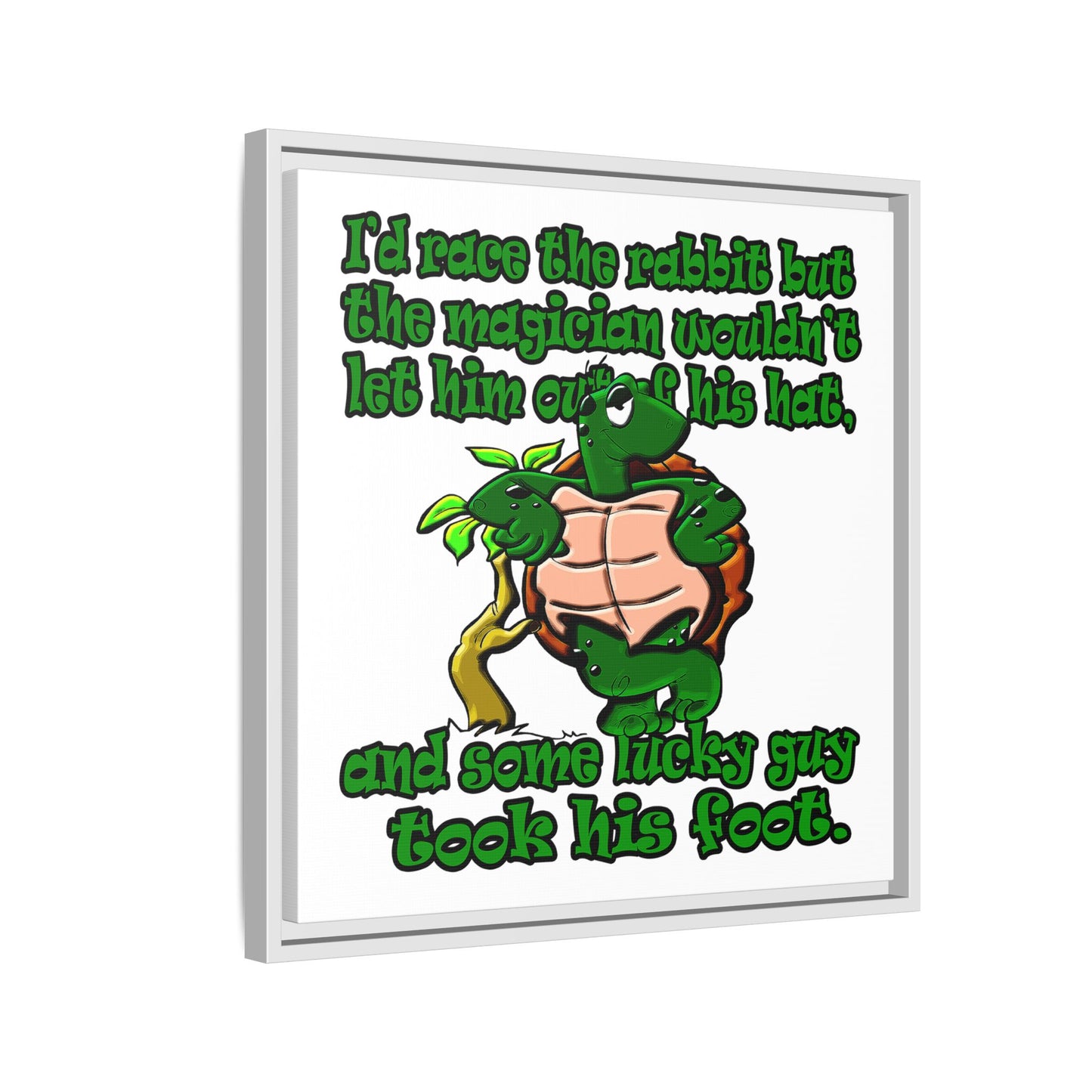 turtle race - framed canvas art (white)