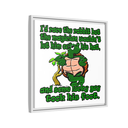 turtle race - framed canvas art (white)