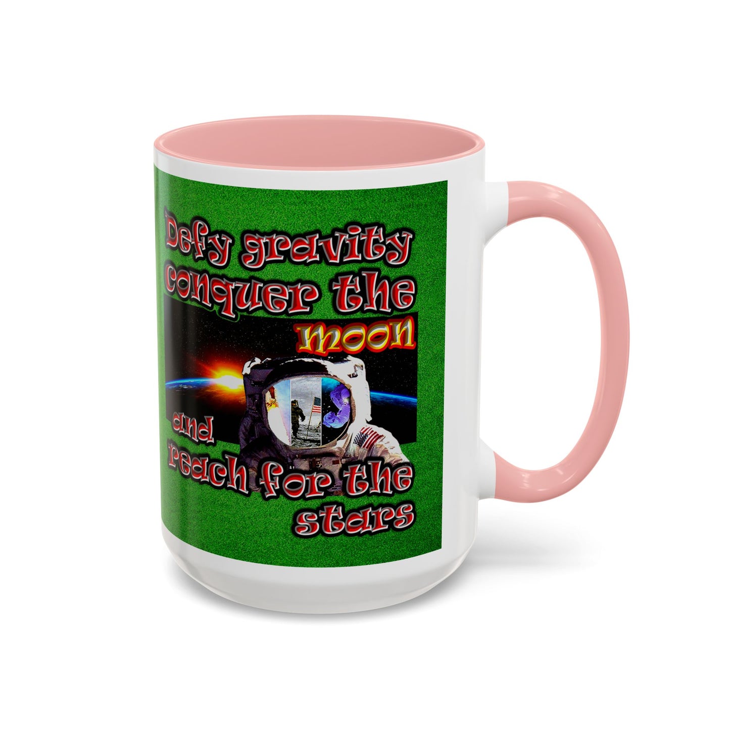 defy conquer reach - Accent Mug (green turf)