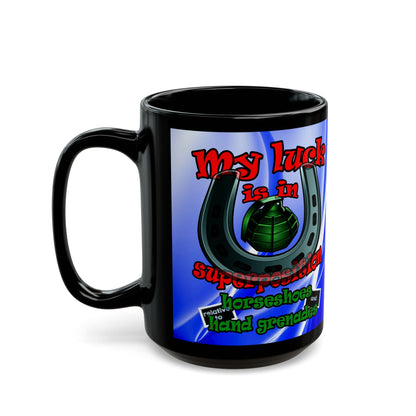 my luck - Black Mug (blue-white wave)