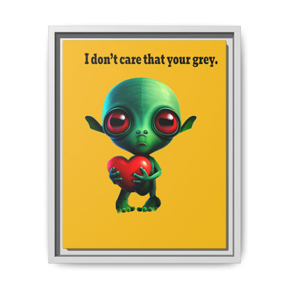 I don't care that your grey - framed canvas art (yellow)