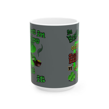 celtics logo - White Mug (dark grey)