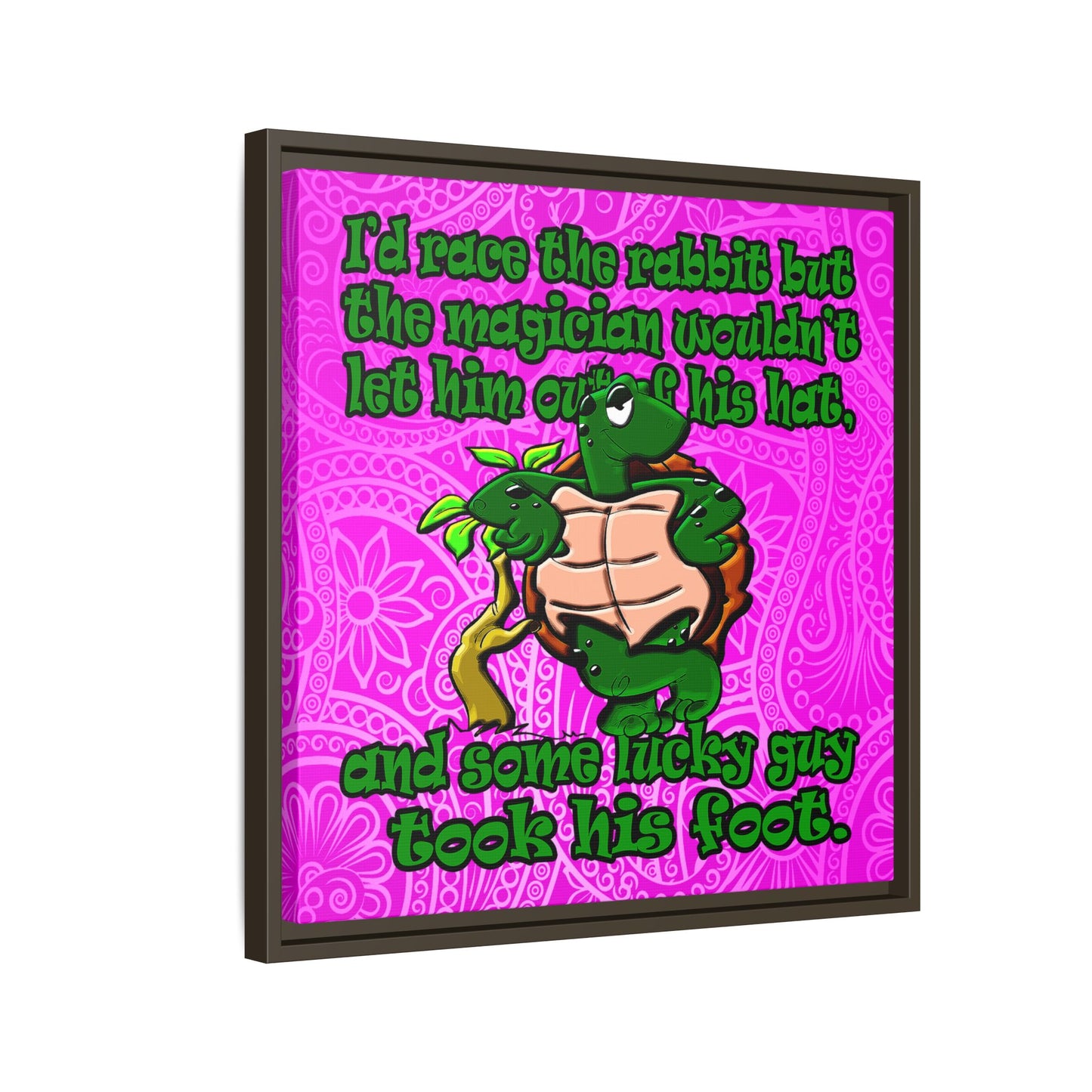 turtle race - framed canvas art (pink swirl)