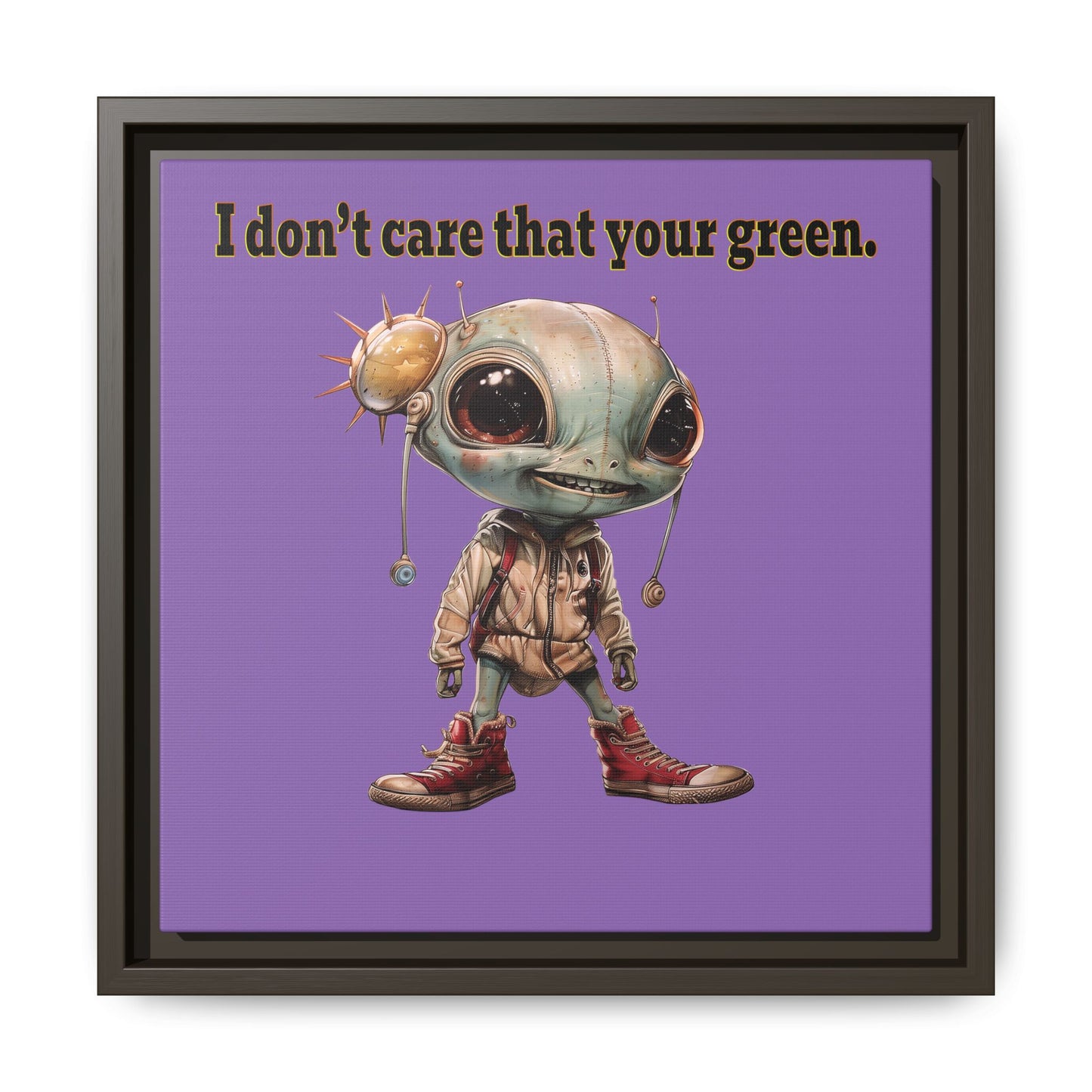I don't care that your green - framed canvas art (light purple)