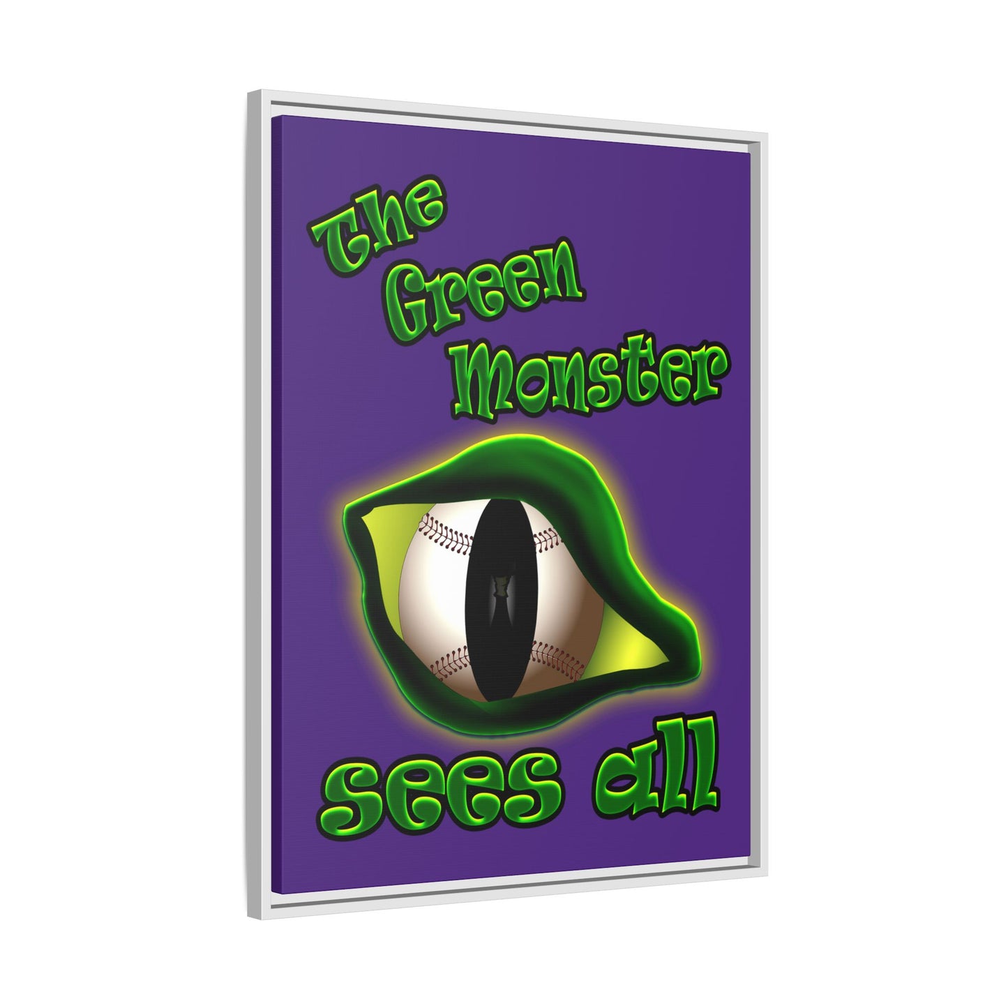 green monster - framed canvas art (purple)