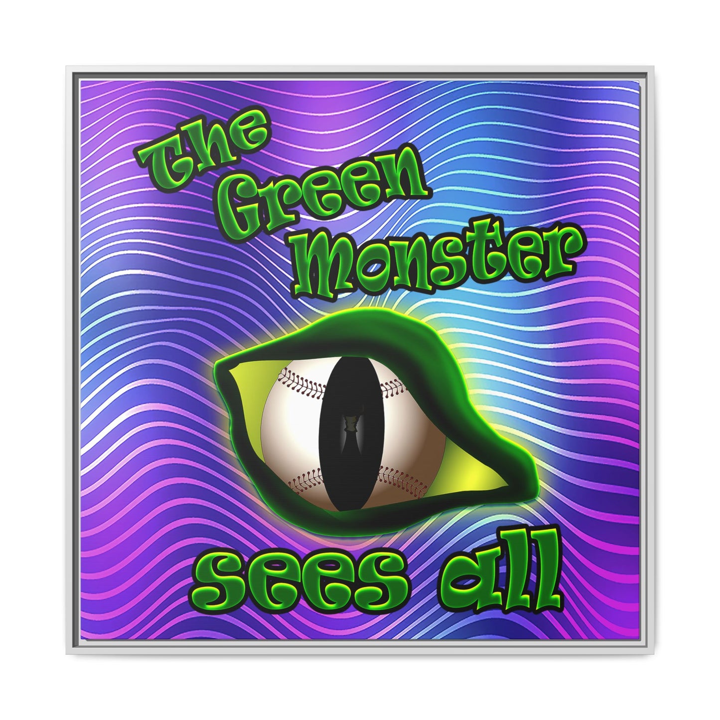 green monster - framed canvas art (purple wave)