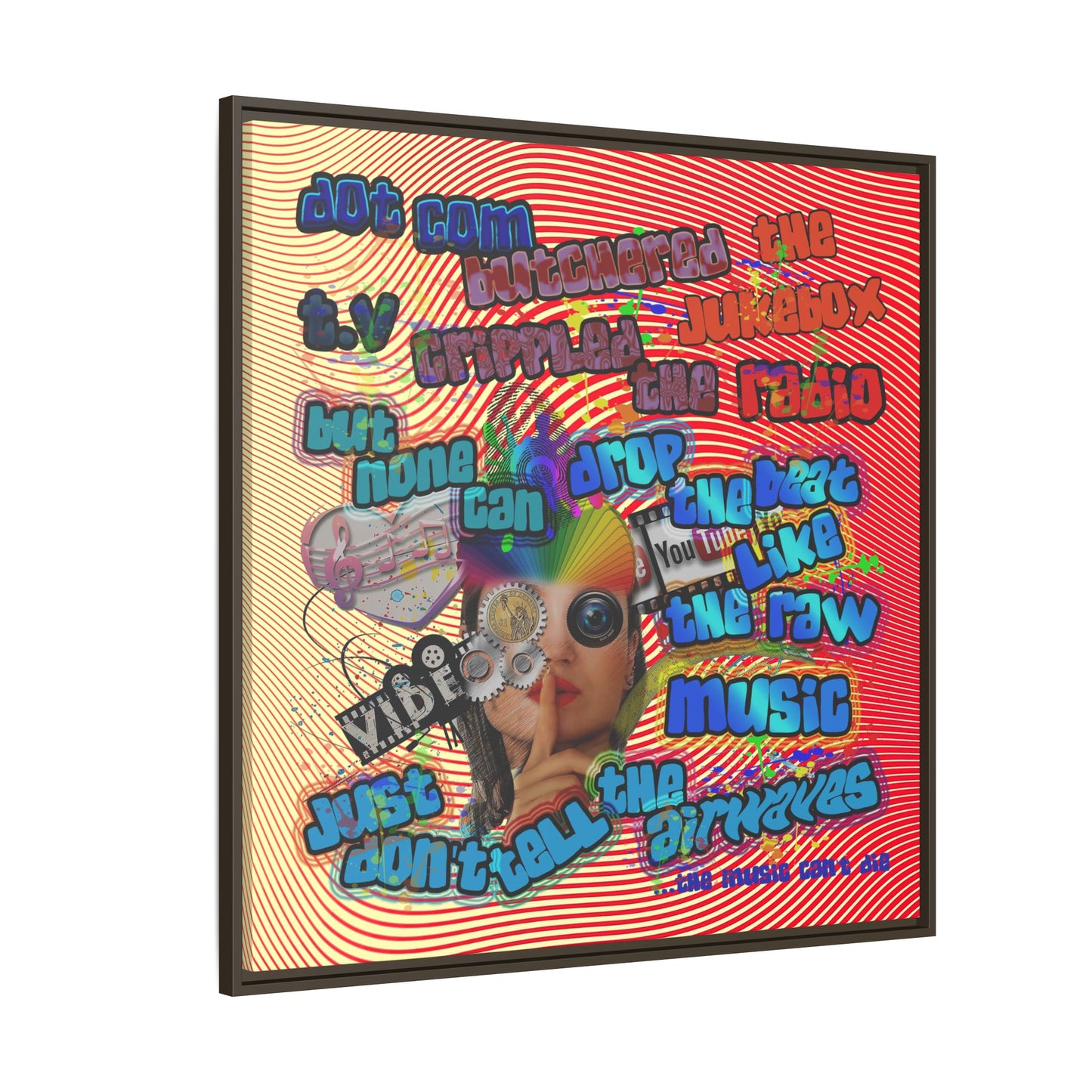 drop the beat - framed canvas art (yellow-orange wave)