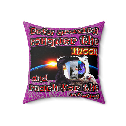 defy conquer reach - Spun Polyester Square Pillow - (pink swirl)