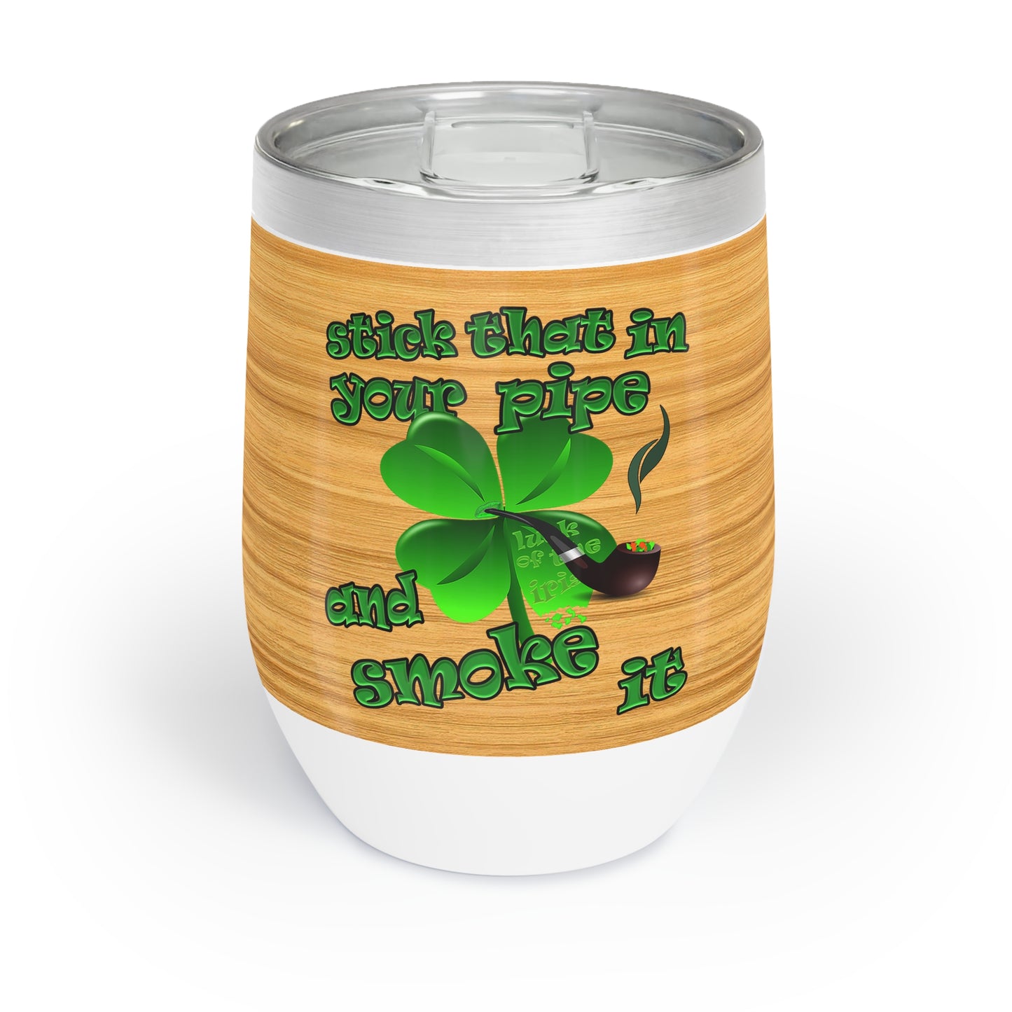 celtics logo - Chill Wine Tumbler (butterscotch wood finish)