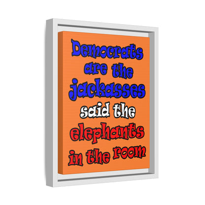 donkeys and elephants - framed canvas art (crusta)