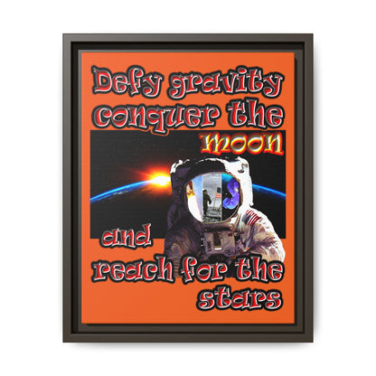 defy conquer reach - framed canvas art (orange)