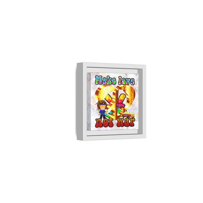 love peace - framed canvas art (white marble)
