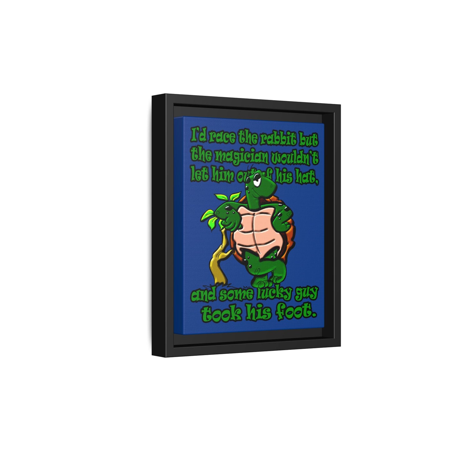 turtle race - framed canvas art (dark blue)