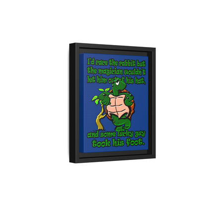 turtle race - framed canvas art (dark blue)