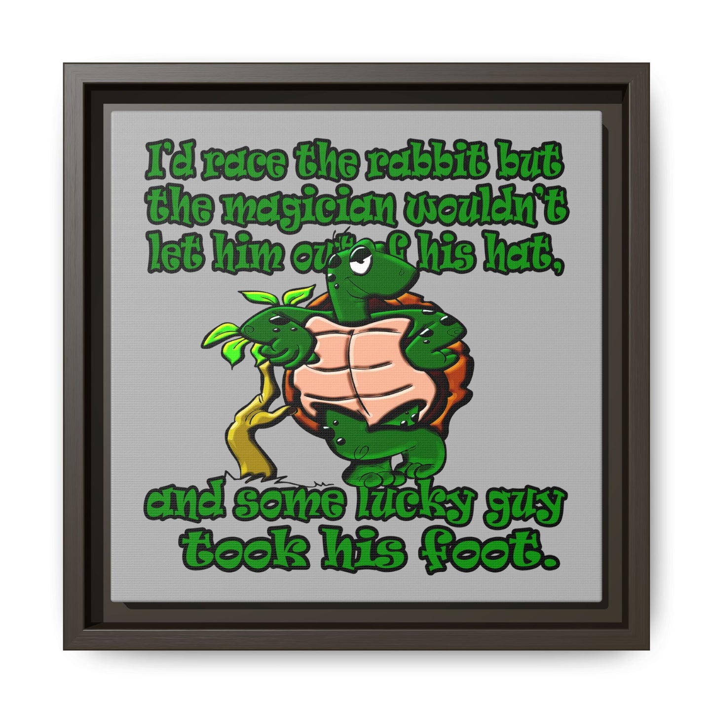 turtle race - framed canvas art (light grey)
