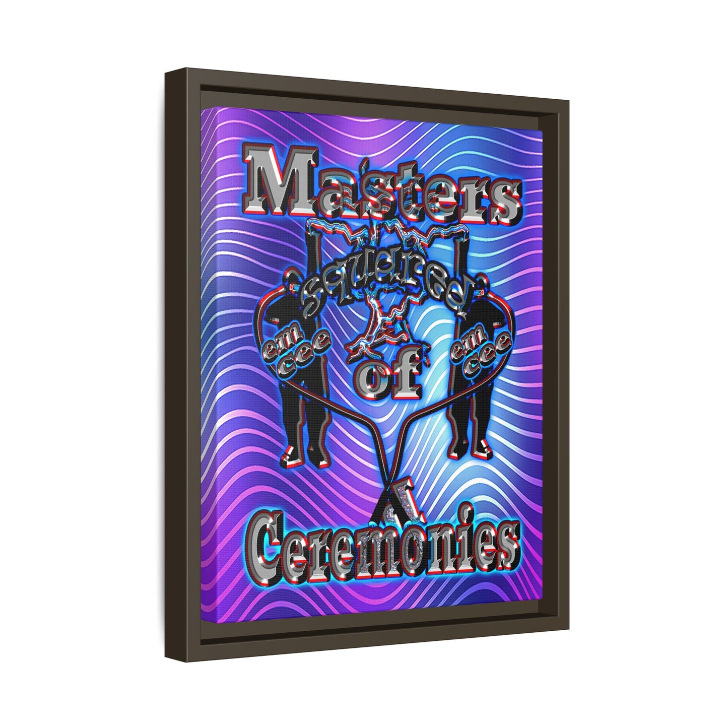 em cee squared - framed canvas art (purple wave)