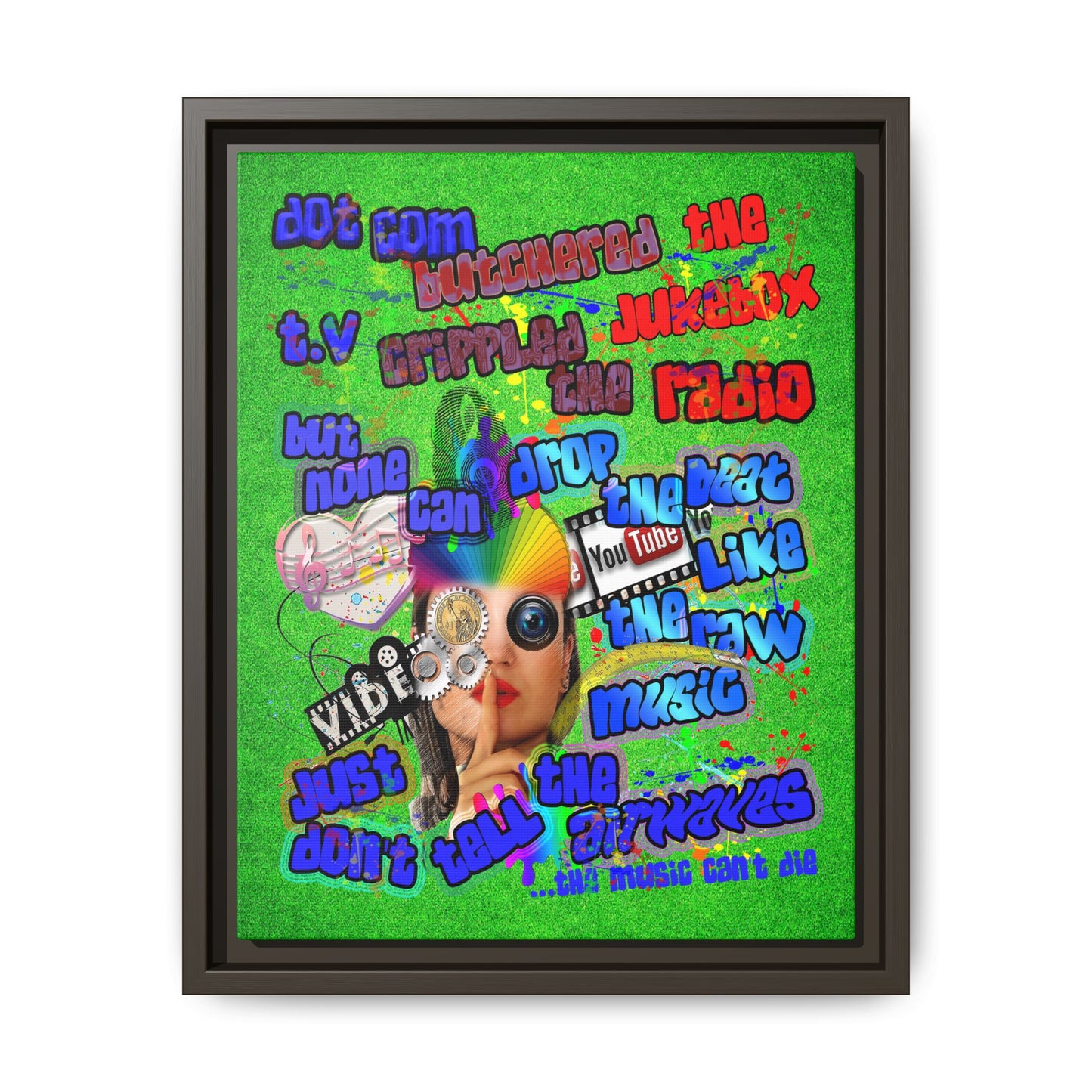 drop the beat - framed canvas art (green turf)