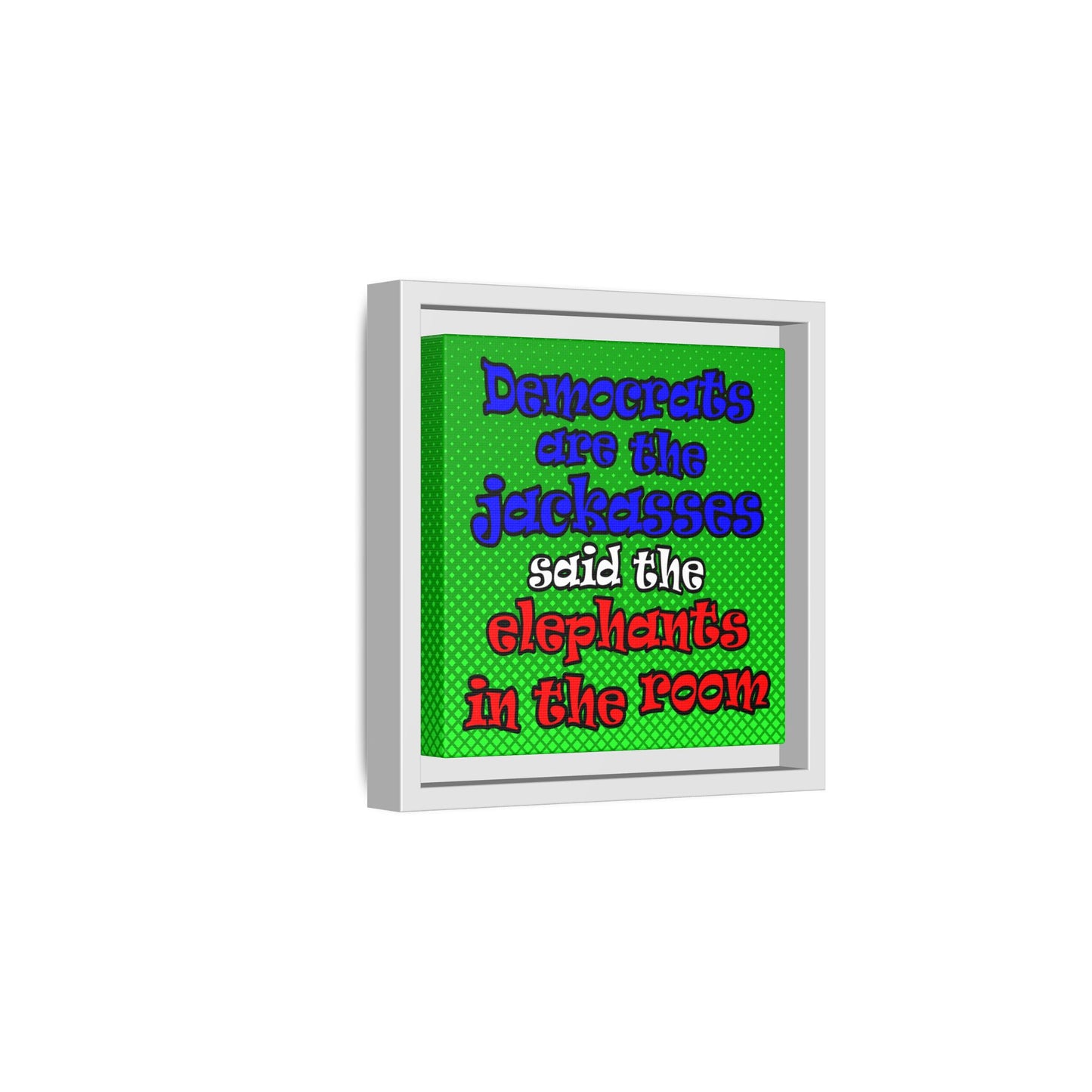 donkeys and elephants - framed canvas art (logo green)
