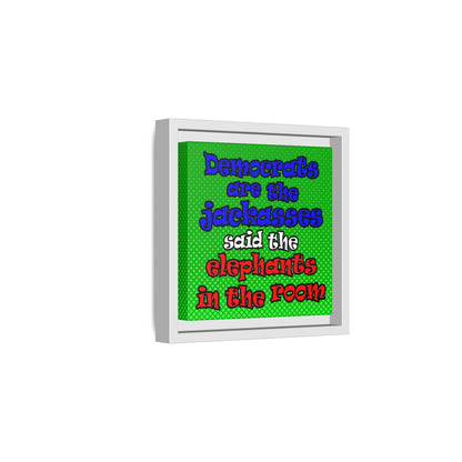 donkeys and elephants - framed canvas art (logo green)