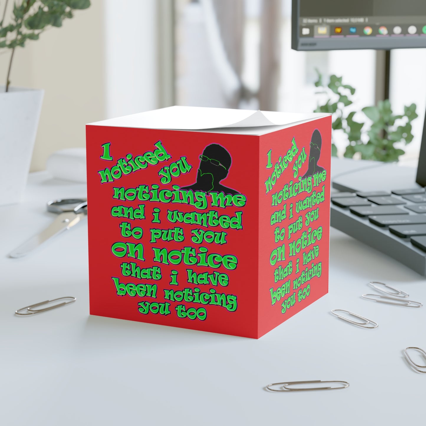 noticed you noticing - note cube (red)