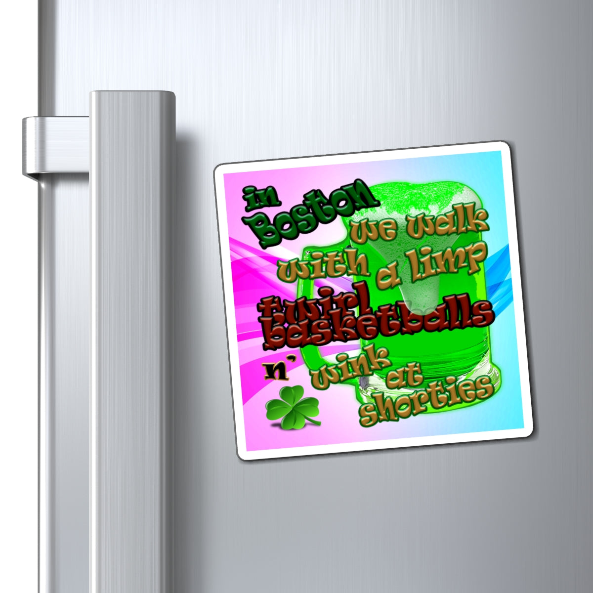 celtics logo - Magnets - (light blue-pink wave)