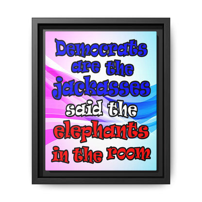 donkeys and elephants - framed canvas art (light blue-pink wave)