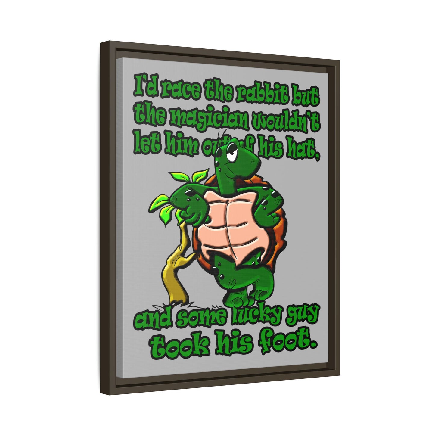 turtle race - framed canvas art (light grey)
