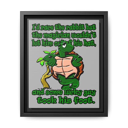 turtle race - framed canvas art (light grey)