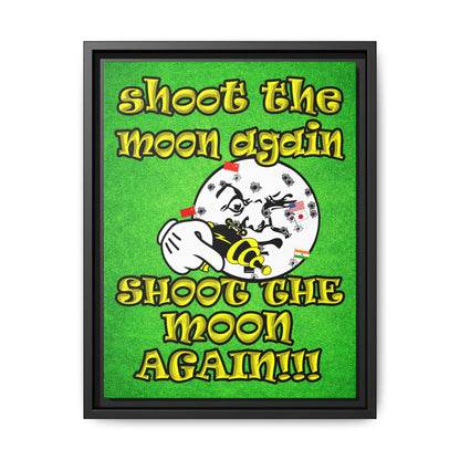 shoot the moon again - framed canvas art (green turf)