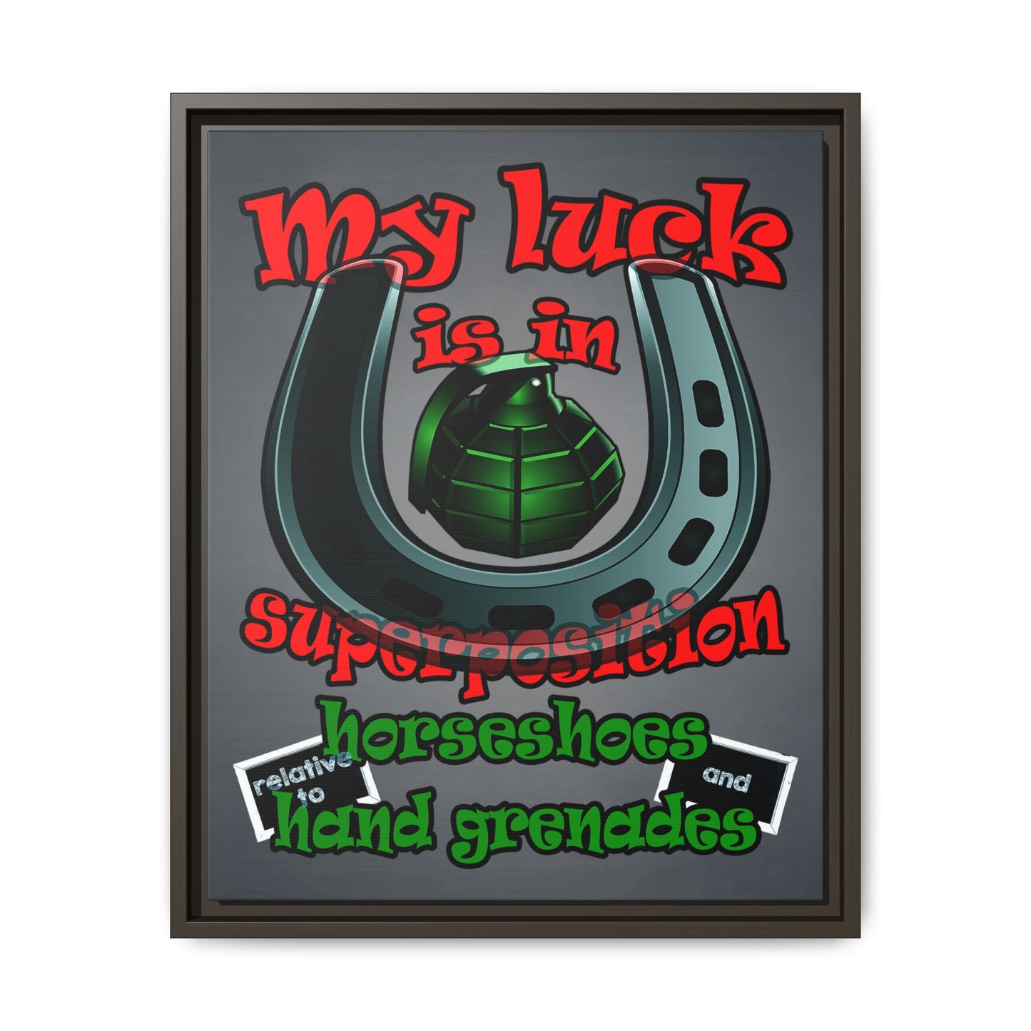 my luck - framed canvas art (grey-light grey)