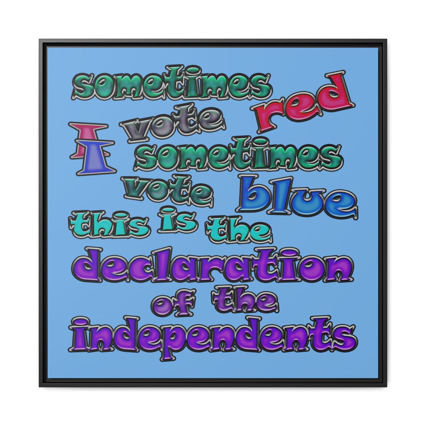 declaration of the independents - framed canvas art (light blue)