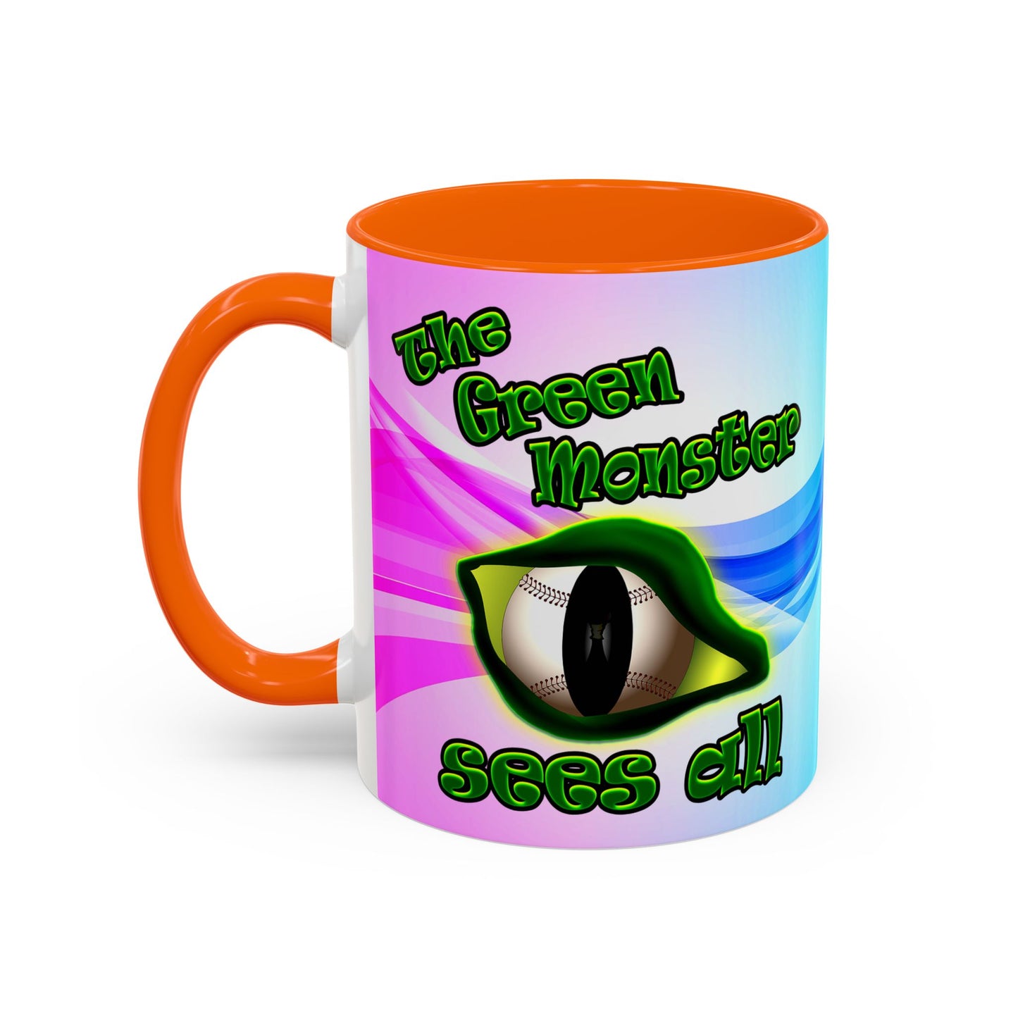 green monster - Accent Mug (light blue-pink wave)